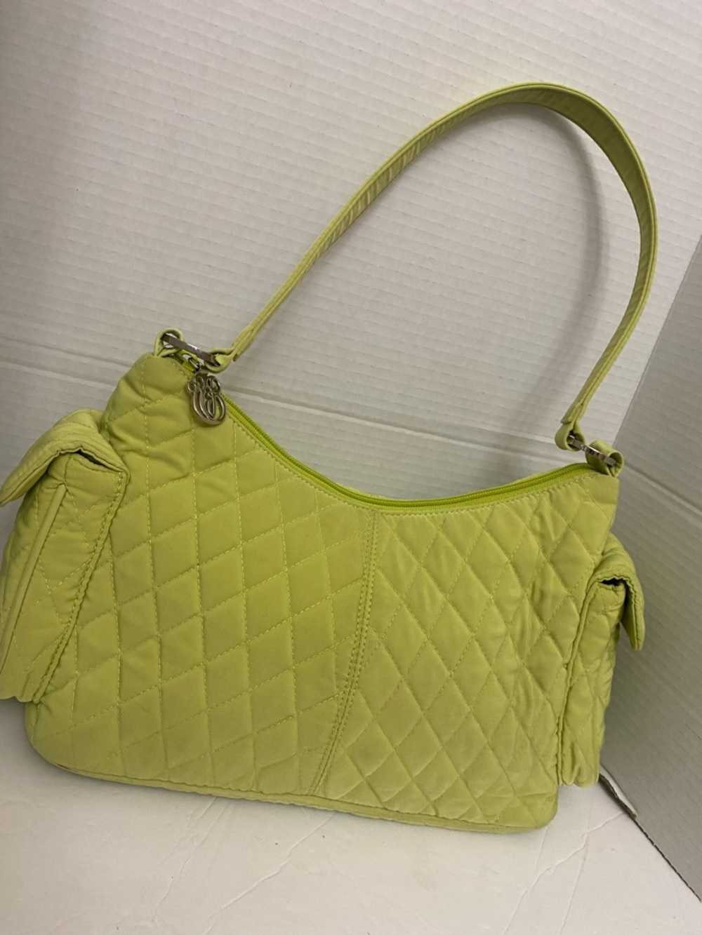 Vera Bradley Quilted Lime Green Satchel Shoulder Bag Retired